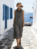 Women's Short-Sleeved Tie-Waist Casual Dress