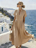Women'S Casual Loose Pleated Dress