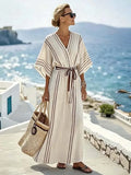 Women'S Casual Color-Block Striped Dress