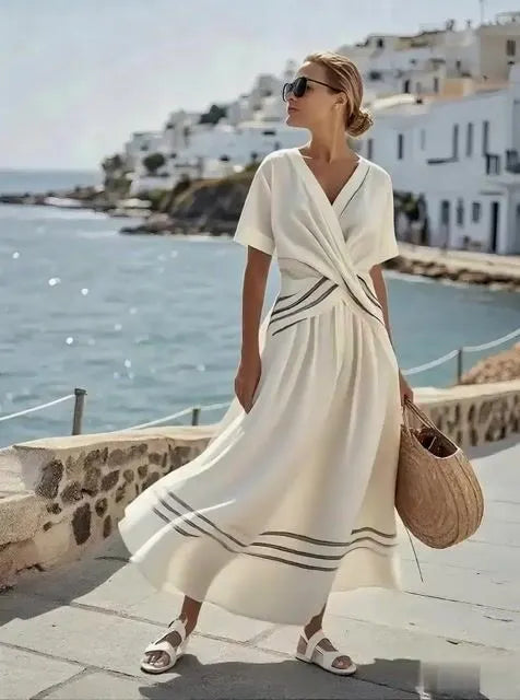 Women'S Loose Striped Print Dress