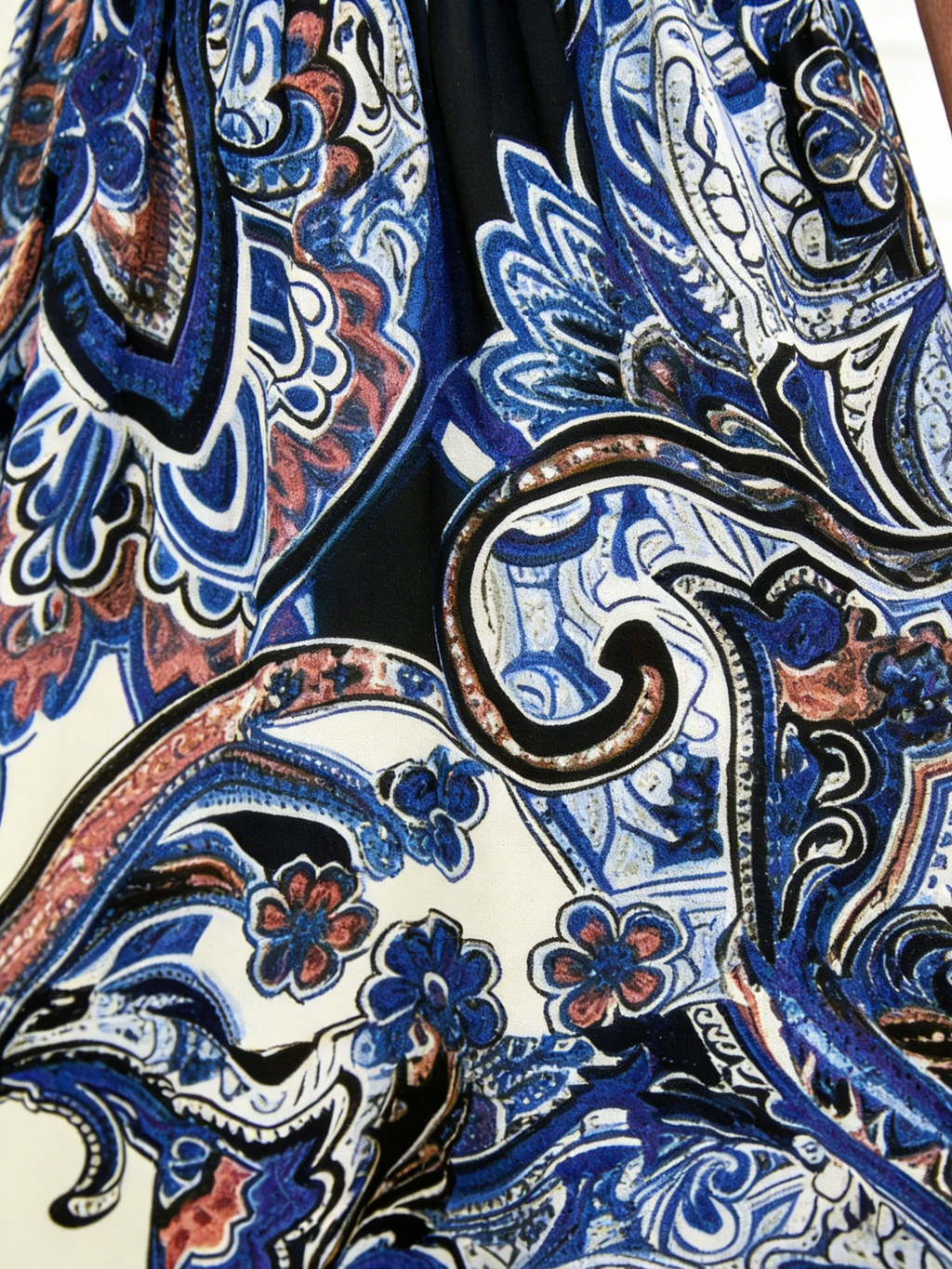 Paisley Print Dress Women's Summer Fashion Elegant Short-sleeved V-neck Dress Long Dress