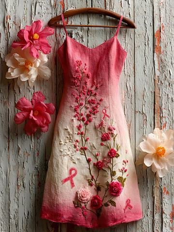 Women's Pink Rose Gradient Art Mini Elegant Dress
