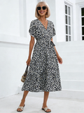 Dress Summer Small Floral Split V-neck Women's Clothing