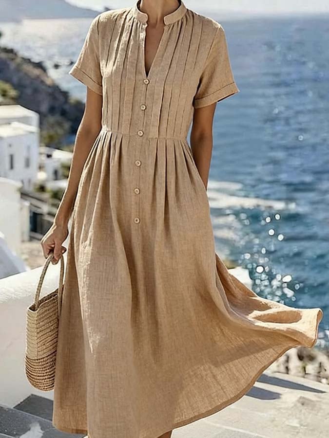 Women'S Casual Loose Pleated Dress