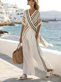Women'S Loose Striped Wide Leg Pants Suit