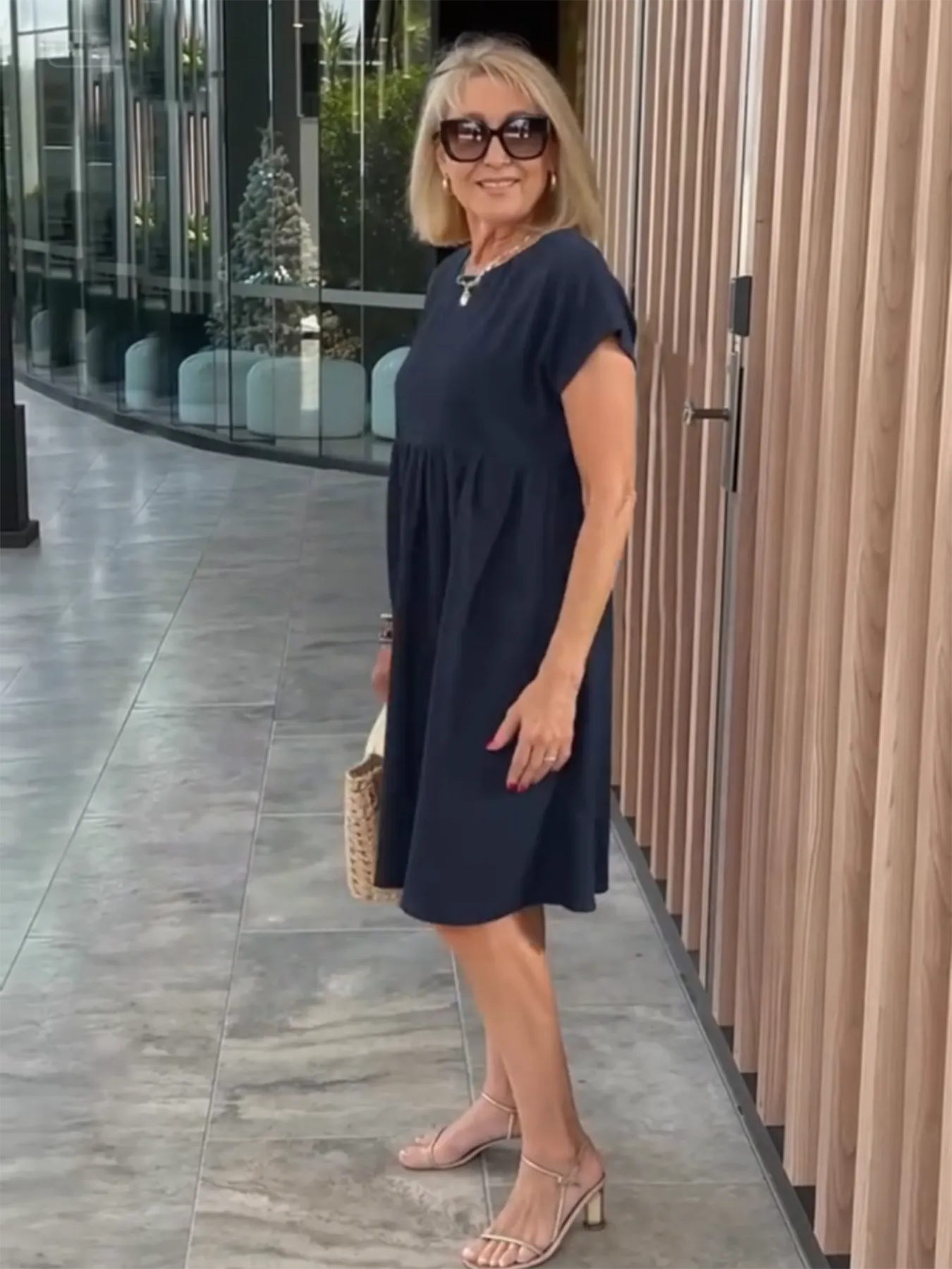 Cotton and Linen A-shaped Skirt Pocket Dress