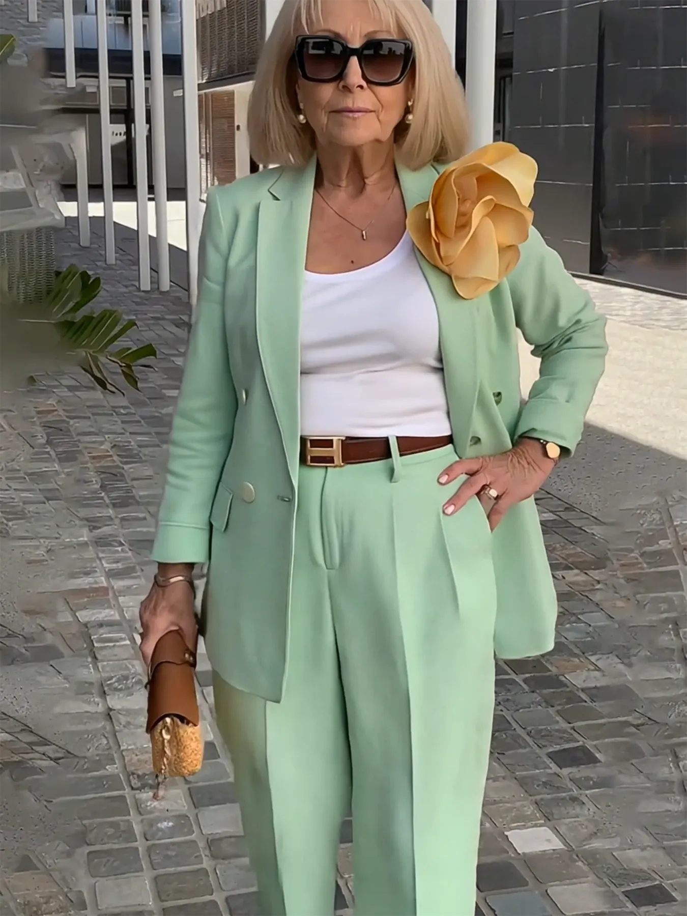 2Pcs Elegant Suit Pants Two-Piece Suit Jacket