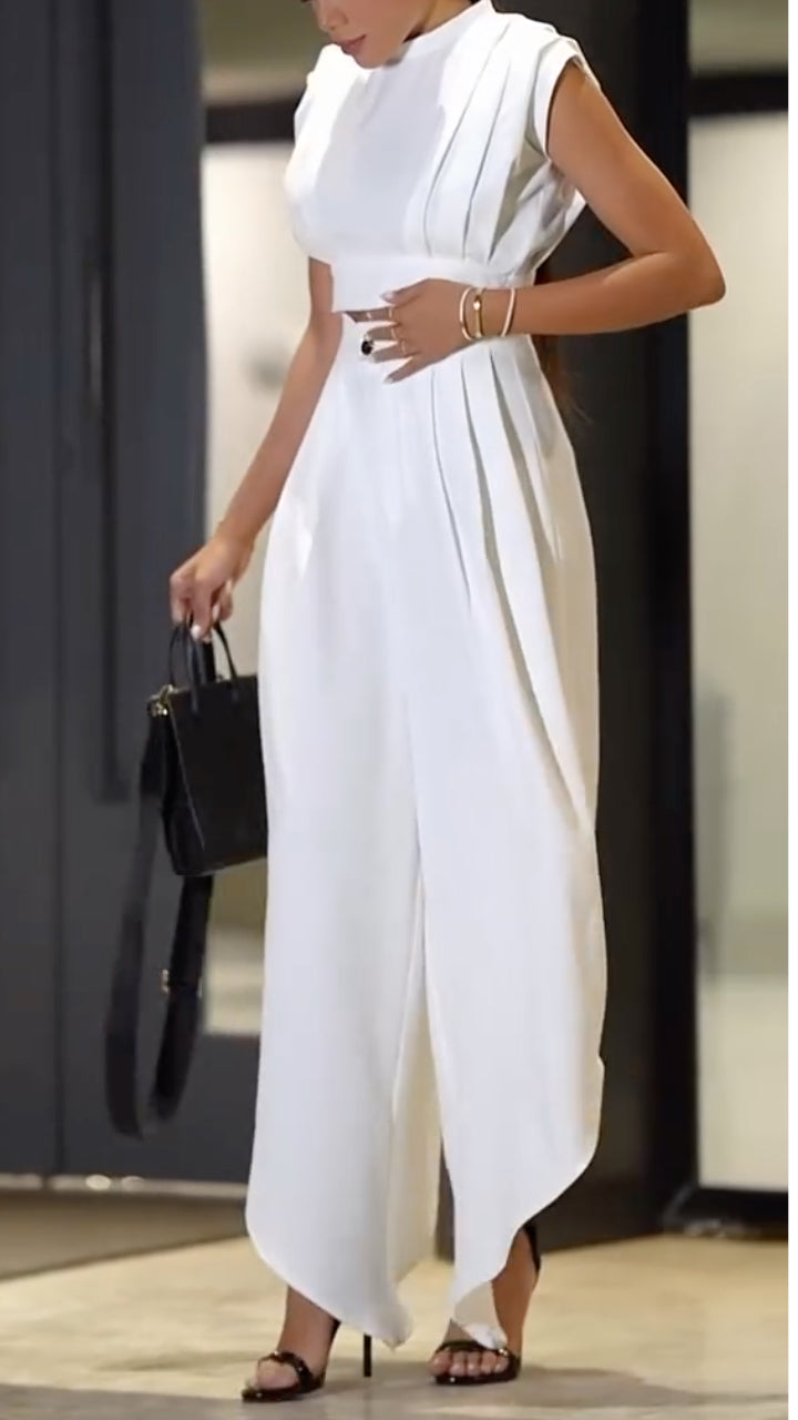 Crop Top & Asymmetric Maxi Skirt Pants Two Piece Set