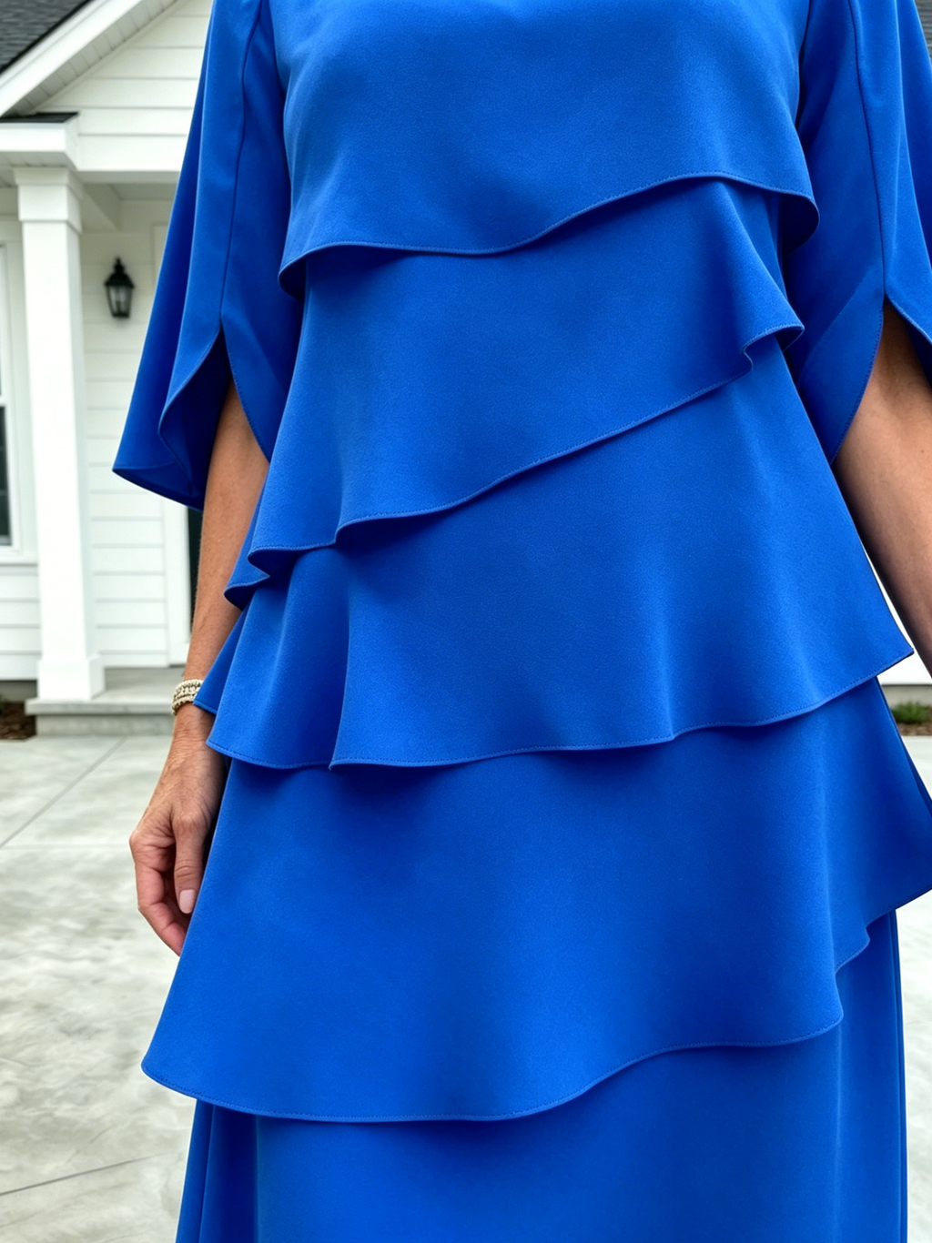 (Length end to the knee)Black Dress Style Fashion Solid Color Round Neck Cake Skirt Splicing Dress Women's Clothing