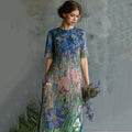 Women's Oil Painting Floral Sequined Maxi Dress
