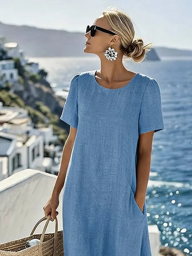 Women'S Casual Round-Neck Vacation Dress
