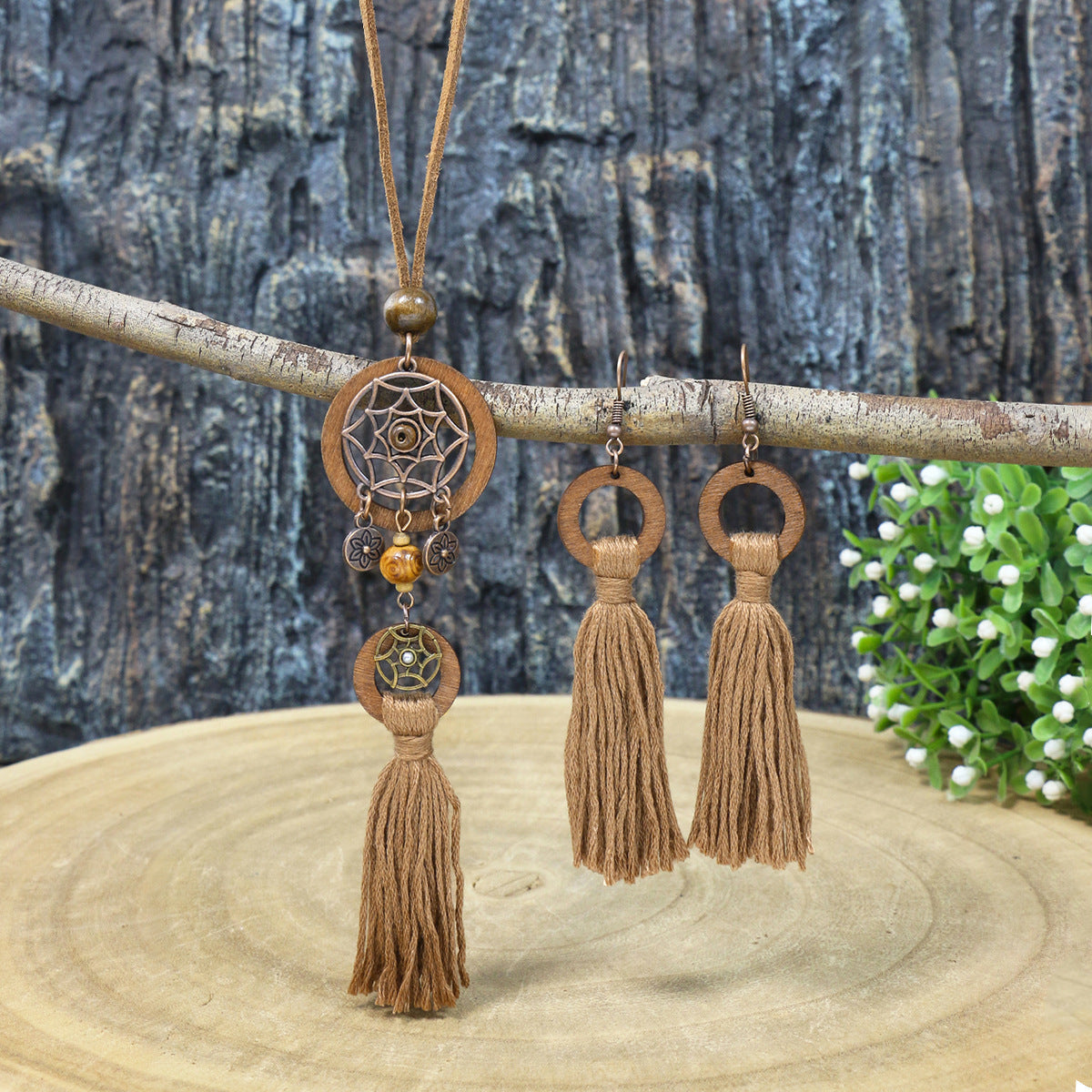 3pcs Boho Ethnic Long Sundry Colors Tassel Pendant Necklaces For Women Retro Rhinestone Drip Oil Alloy Necklace