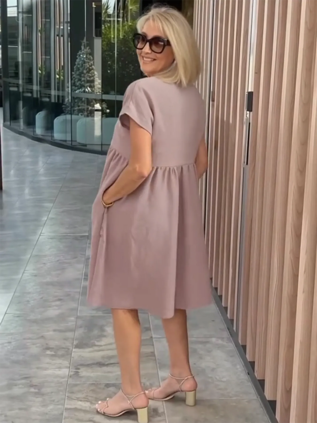 Cotton and Linen A-shaped Skirt Pocket Dress
