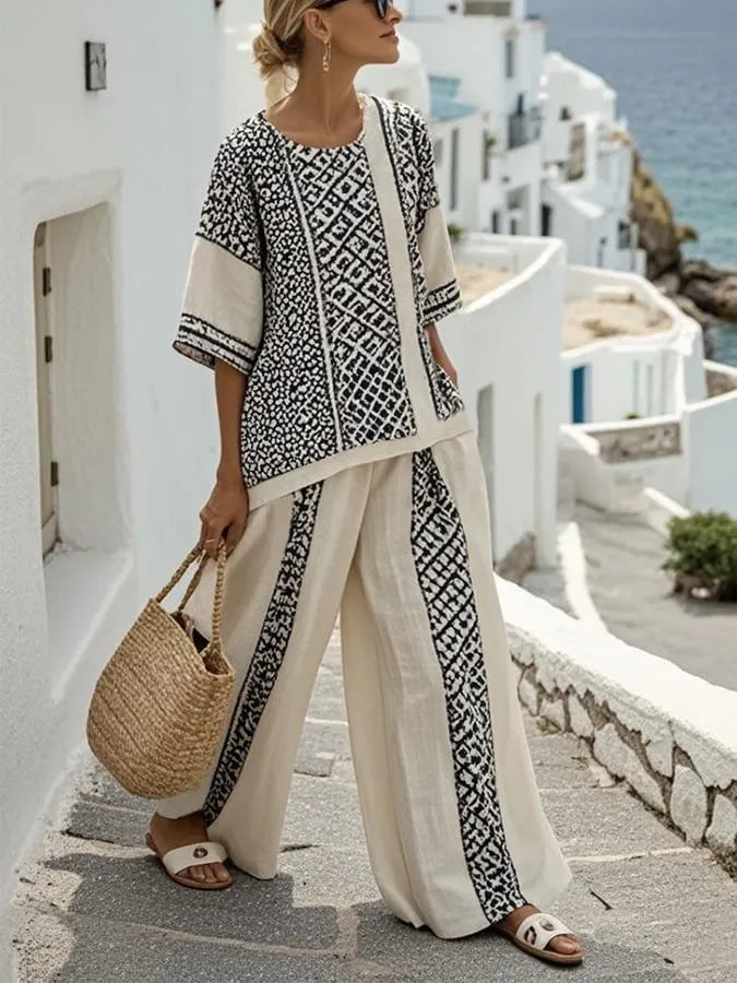 Women'S Loose Printed Pants Set