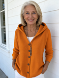 Button Knitted Hooded Sweater Cardigan Jacket Solid Color Casual Fashion Women's Clothing