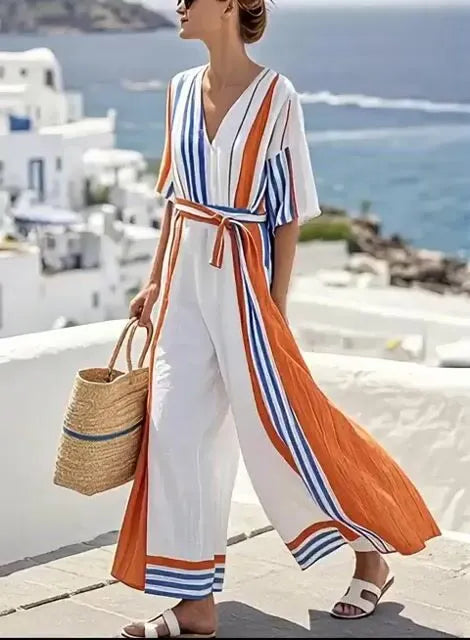 Women'S Contrast Stripe Jumpsuit