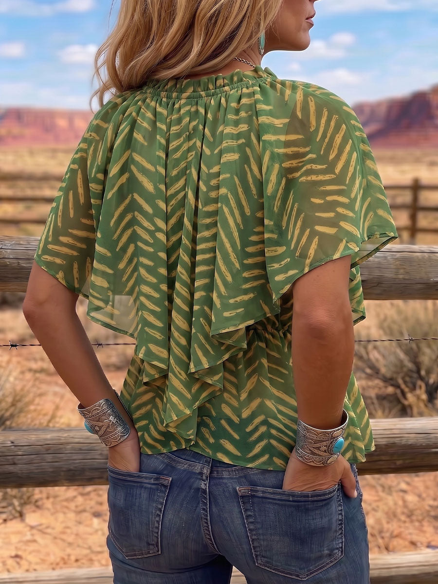 Vintage Art Print Comfortable Summer Fabrics Casual Shirt
