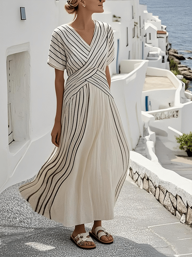 Women'S Loose Striped Print Dress