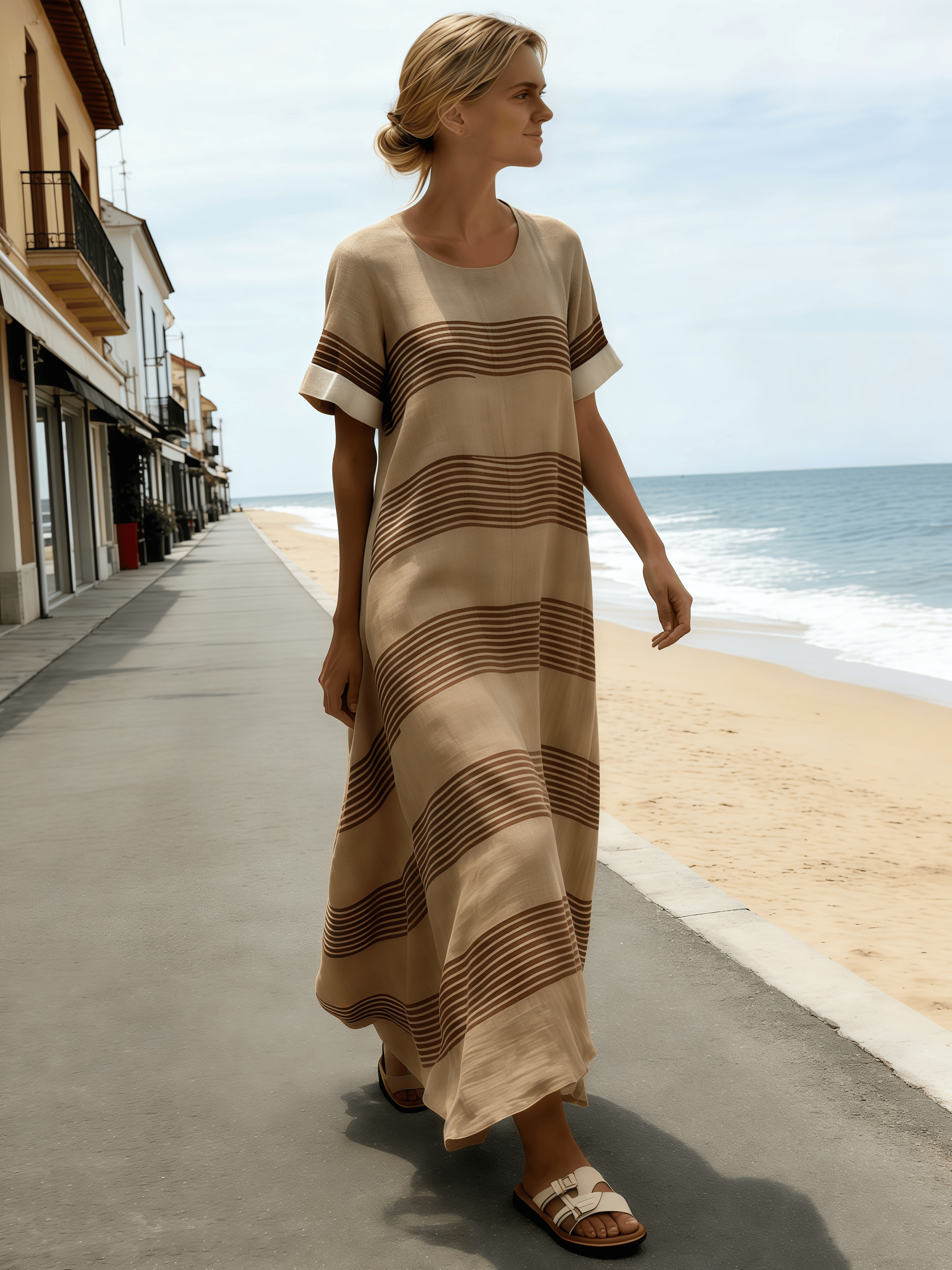 Women's Casual Loose Striped Dress