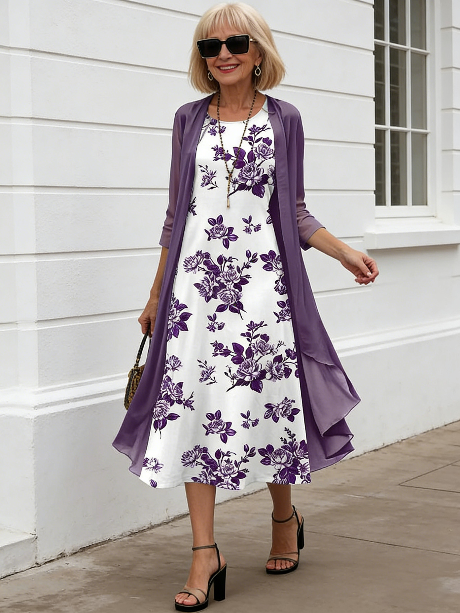 2Pcs Stylish and Elegant Chiffon Dress Two-piece Set