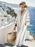 Women'S Casual Color-Block Cotton And Linen Dress