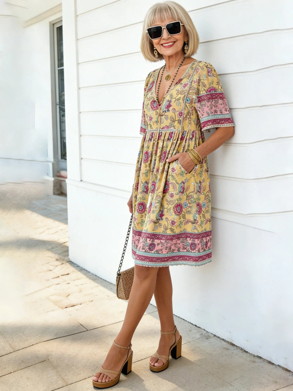 Casual Vacation Print Short-sleeved Dress