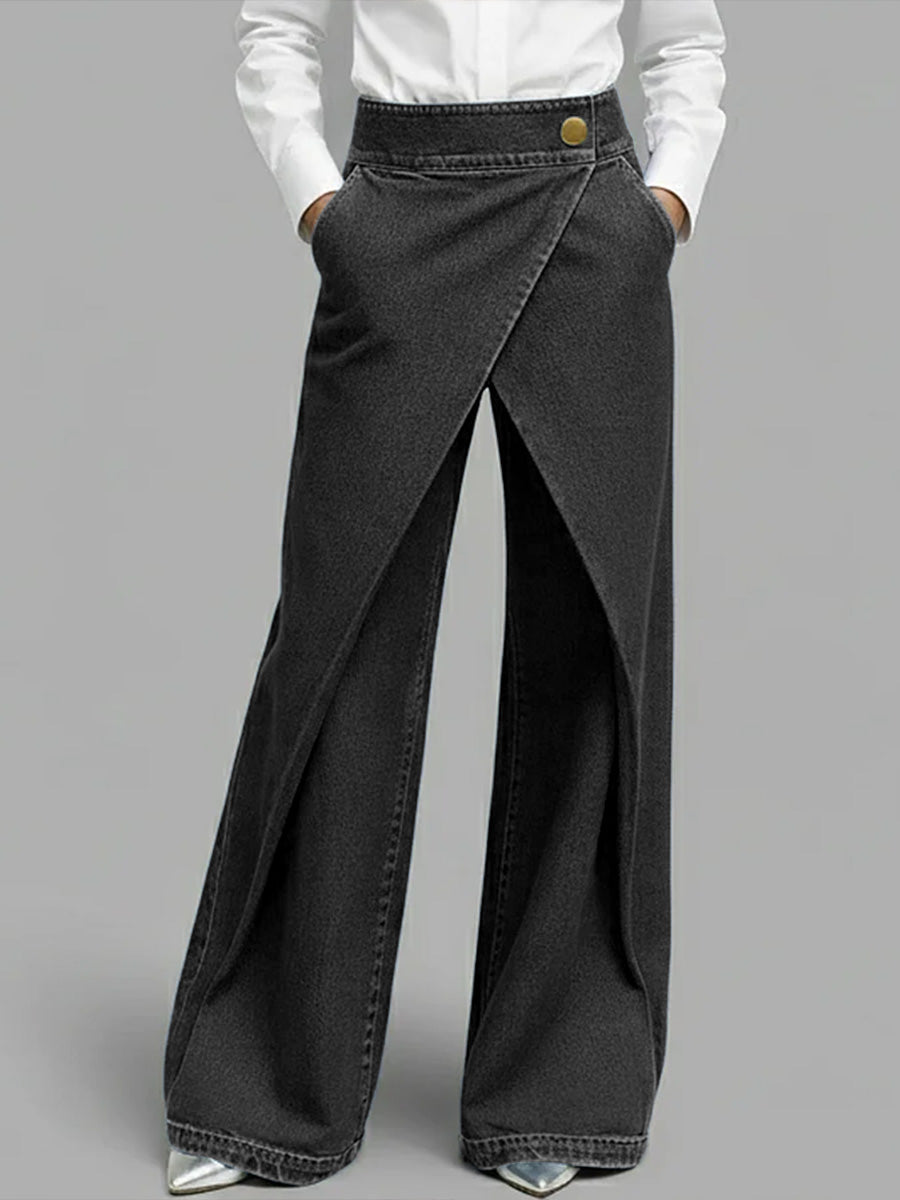 Women's High‐Waisted Relaxed Wide‐Leg Denim Jeans — Everyday Comfort