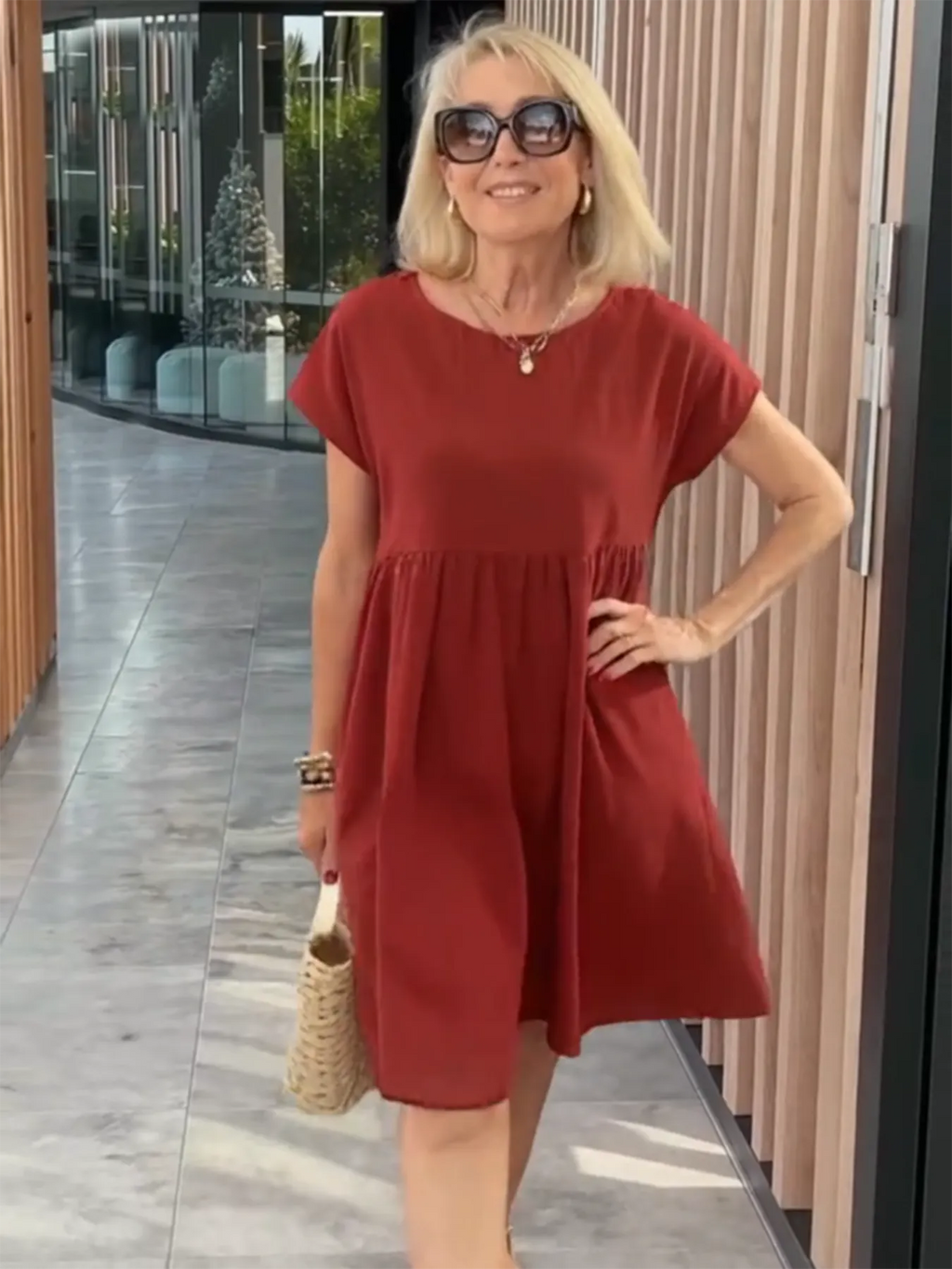 Cotton and Linen A-shaped Skirt Pocket Dress