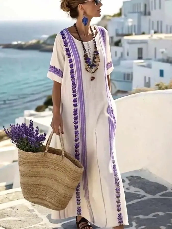 Women'S Loose Striped Print Dress