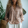 Women's Vintage Printed Casual Long Sleeve Comfortable Cotton Shirt