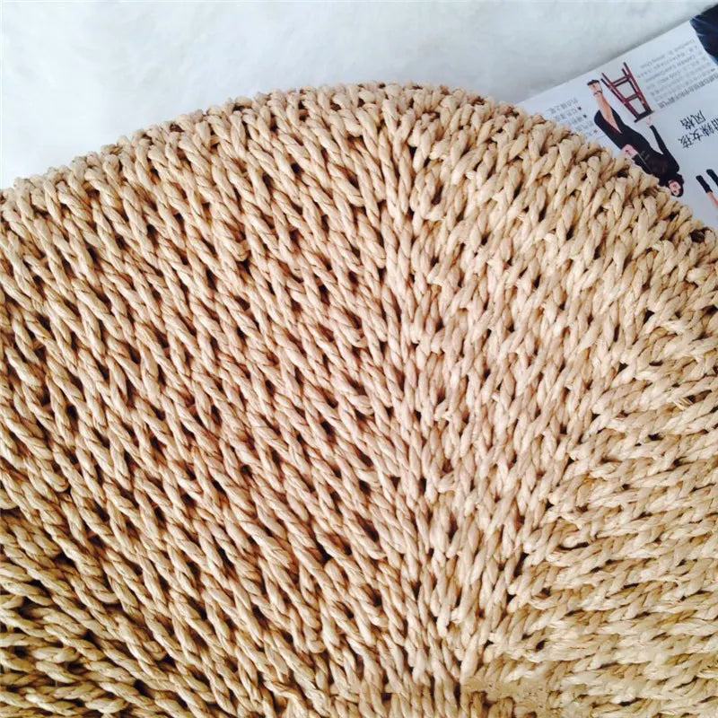 Straw Bag Versatile Women's Bag Casual Round Bucket Woven Straw Bag Vacation Beach Bag