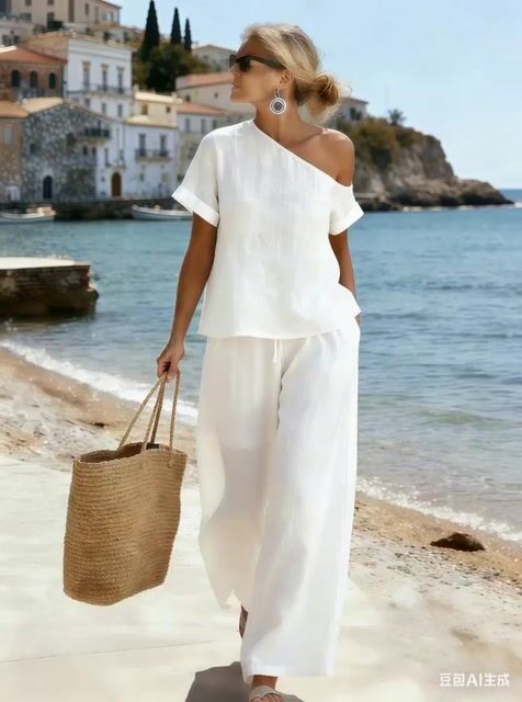 Women's Off-The-Shoulder Short-Sleeved Suit