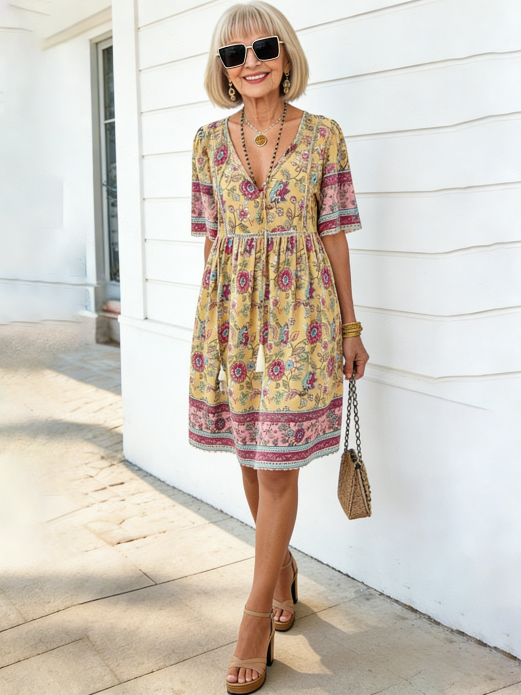 Casual Vacation Print Short-sleeved Dress