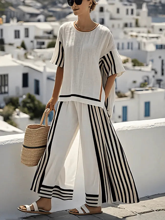 Women'S Loose Striped Pants Suit
