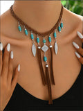 Women's Suede Beaded Necklace