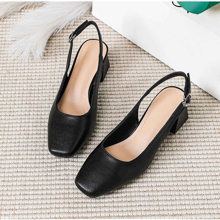 Sandals Summer Square Head Word with Thick Heels Cool Slippers