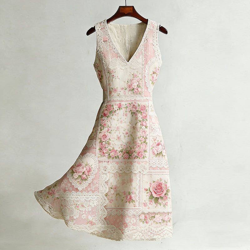Women's Retro Bohemian Floral Pattern Casual Sleeveless Dress