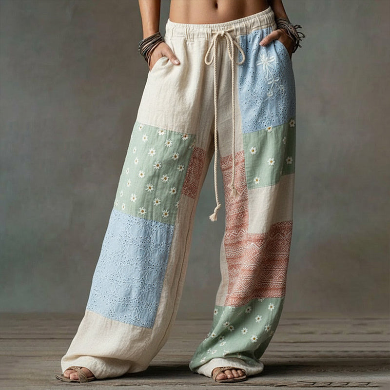Women's Bohemian Style Floral Geometric Art Casual Linen Pants