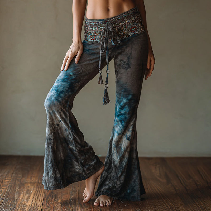 Women's Hippie Tie-dye Pattern Flare Yoga Pants