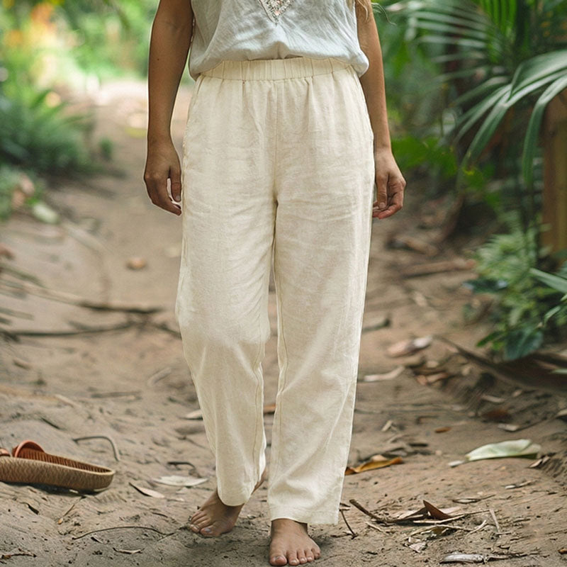 Vintage Classy Simple And Comfortable Linen Blend Casual Pants