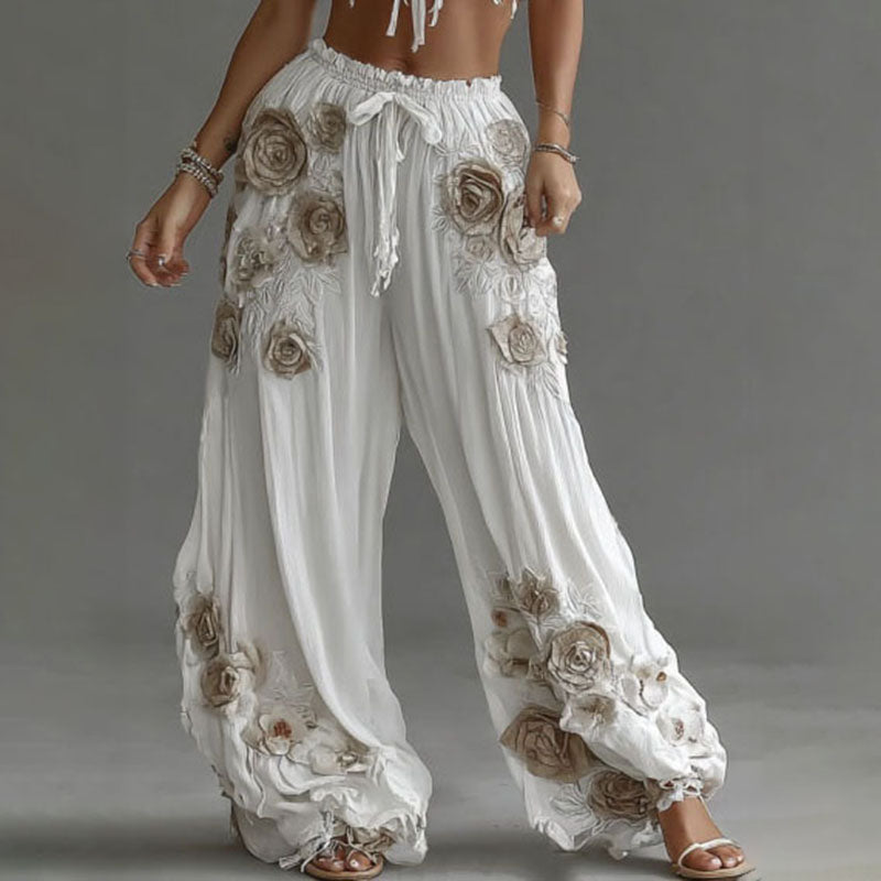 Women's Vintage Floral Pattern Art Comfy Pants