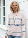 Chenier Christmas Knitted Sweater Autumn and Winter New Semi-turtleneck Snowflake Sweater Women
