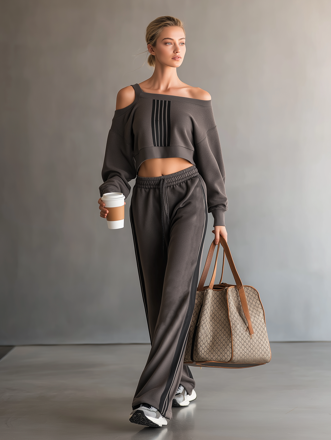 Women's Minimalist Straight-Leg Sweatpants With Drawstring Elastic Waist MDZ2042D8Y