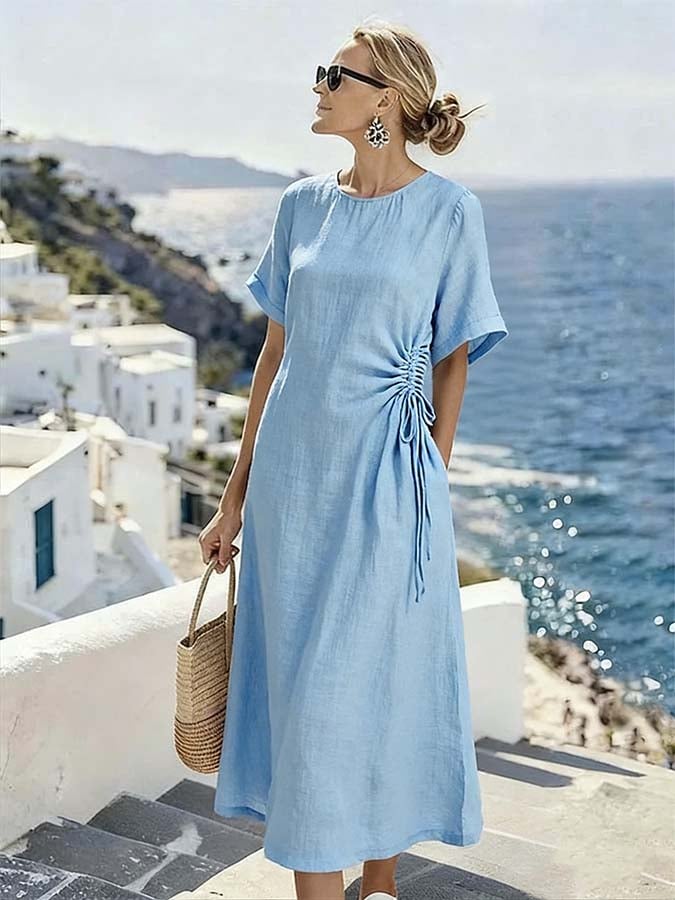 Women'S Casual Loose Pleated Dress