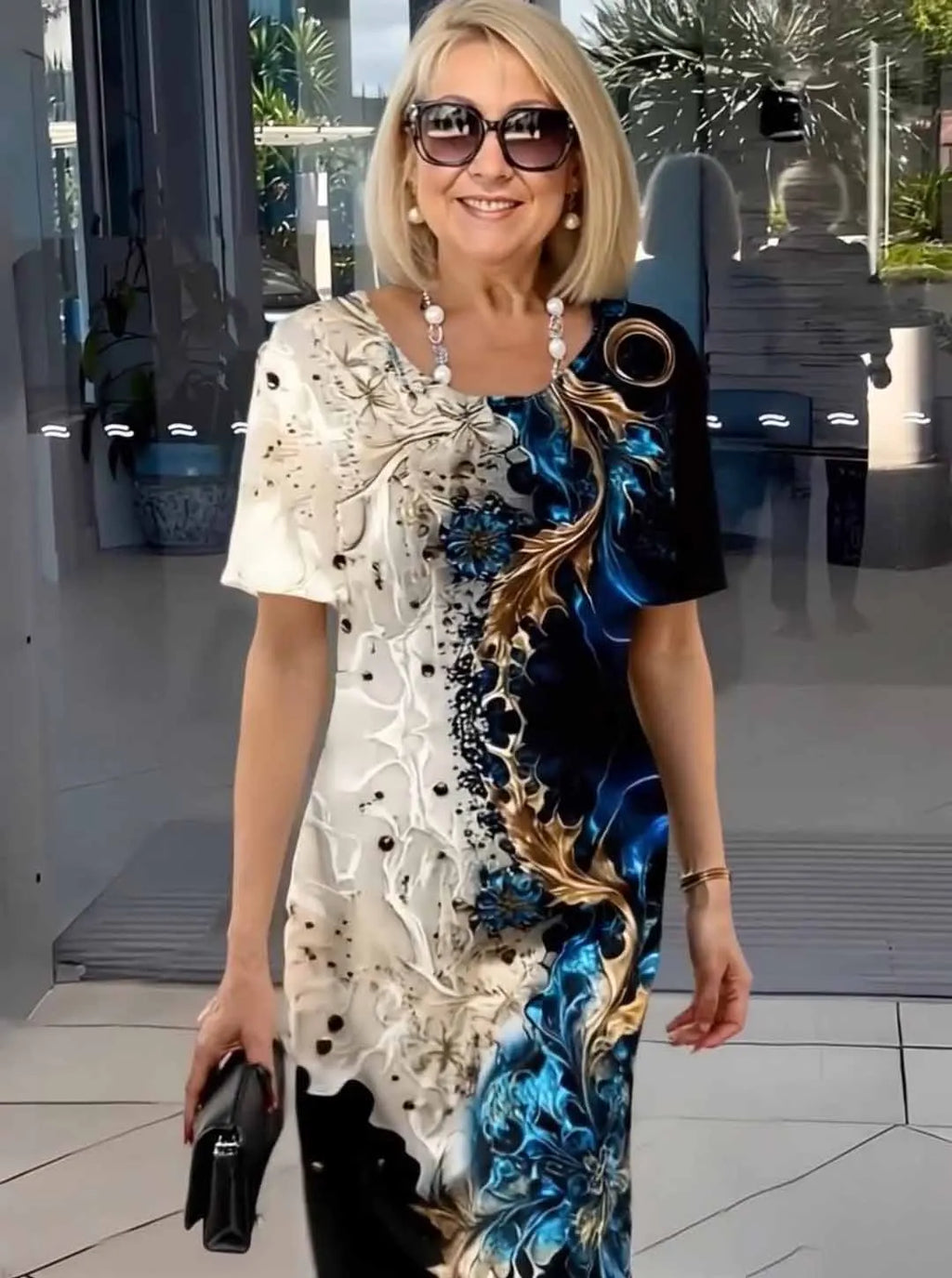 Colorblock Print Tunic Dress