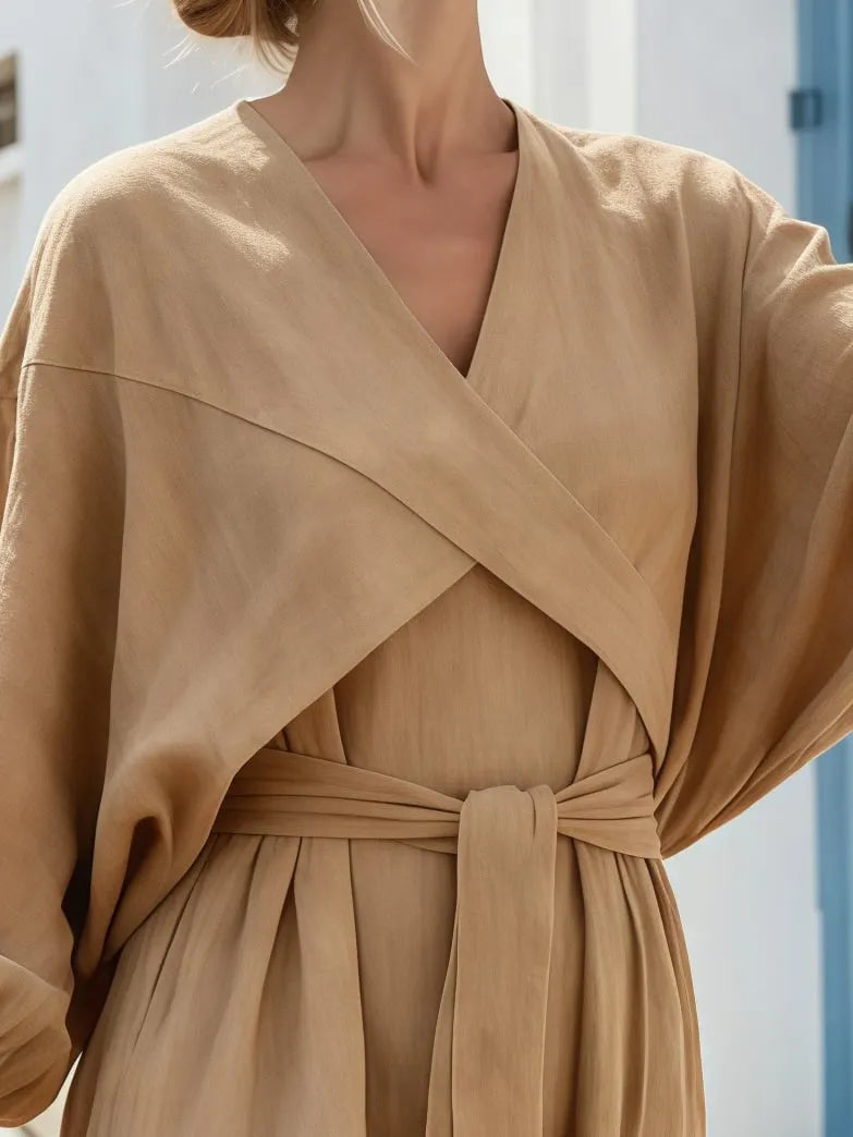 Women's V-Neck Long-Sleeved Irregular Dress