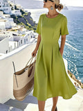 Women's olive green minimalist style dress