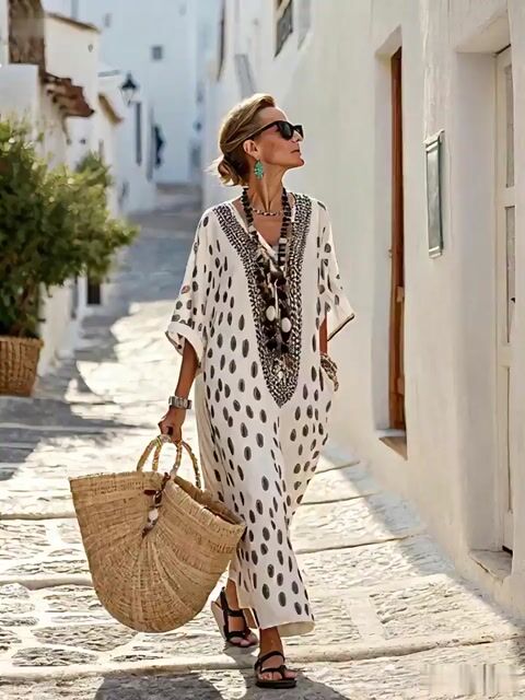 Ladies Loose Polka Dot Dress