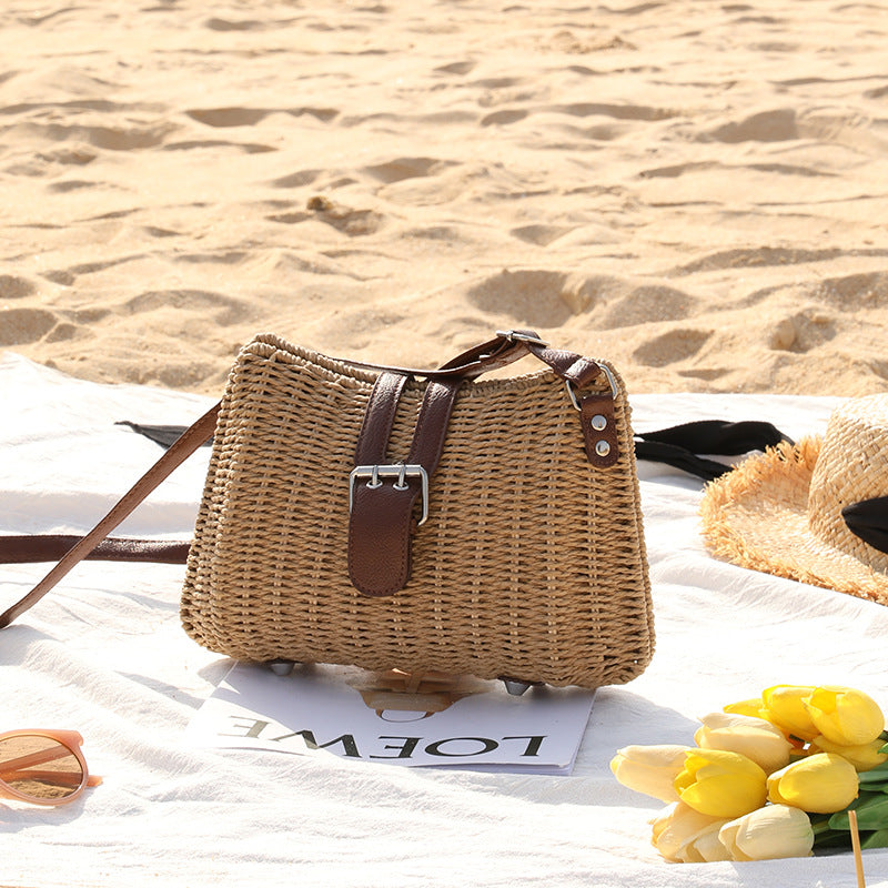 One-Shoulder Portable Straw Bag Woven Bag Crossbody Bag