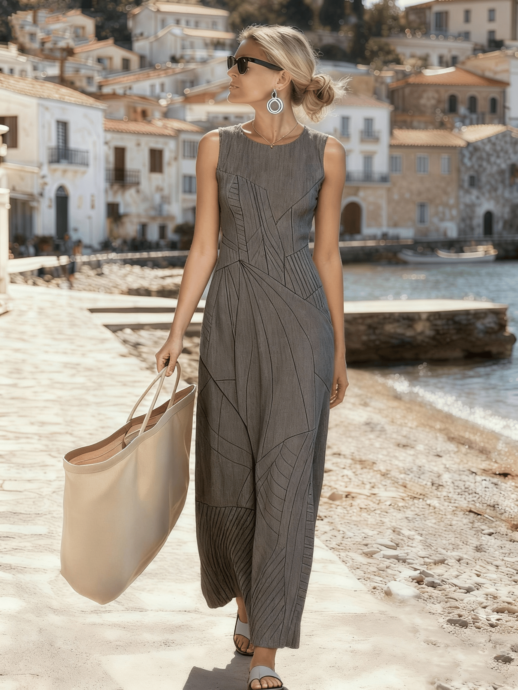 Women's Sleeveless Irregular Striped Dress